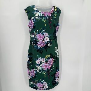 VINCE CAMUTO Sheath Dress Womens 10 Green Floral Classic Lined Corpcore Spring